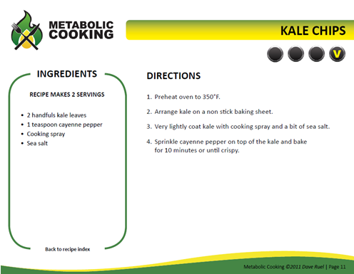 metabolic cooking kale chips recipe